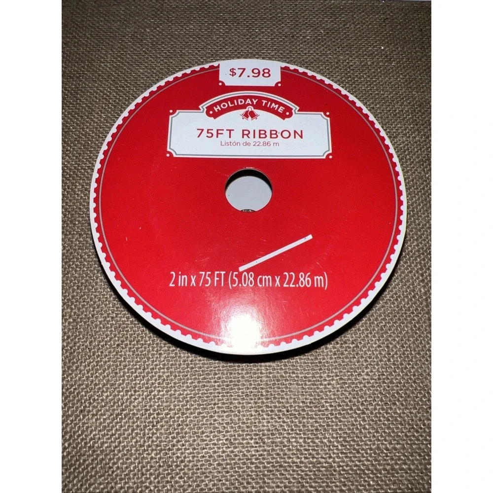 Holiday Time 75FT Silver Glitter Wired Ribbon 2in Wide RB02